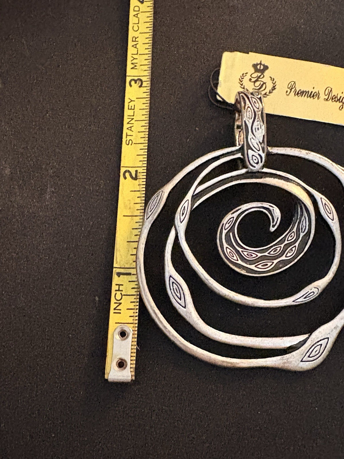 Premier Designs Silver Tone Spiral Swirl Charm Pendant Metal No Stone