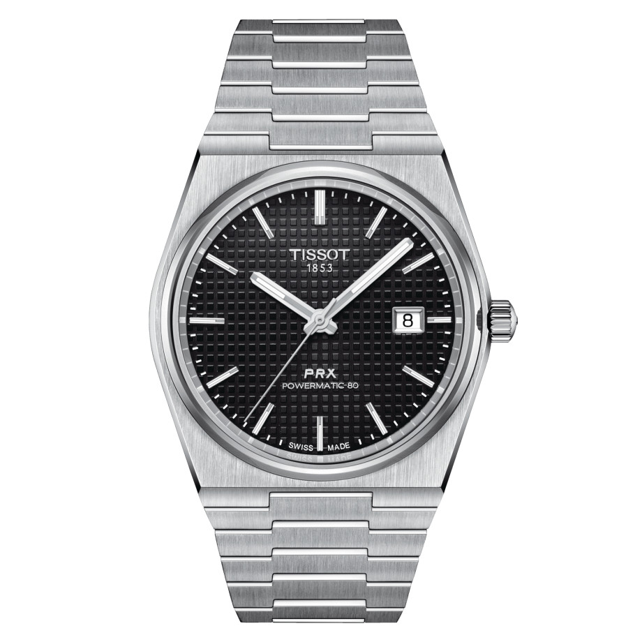 New Tissot PRX Powermatic 80 Automatic 40mm Black Dial Watch T1374071105100 A.D.