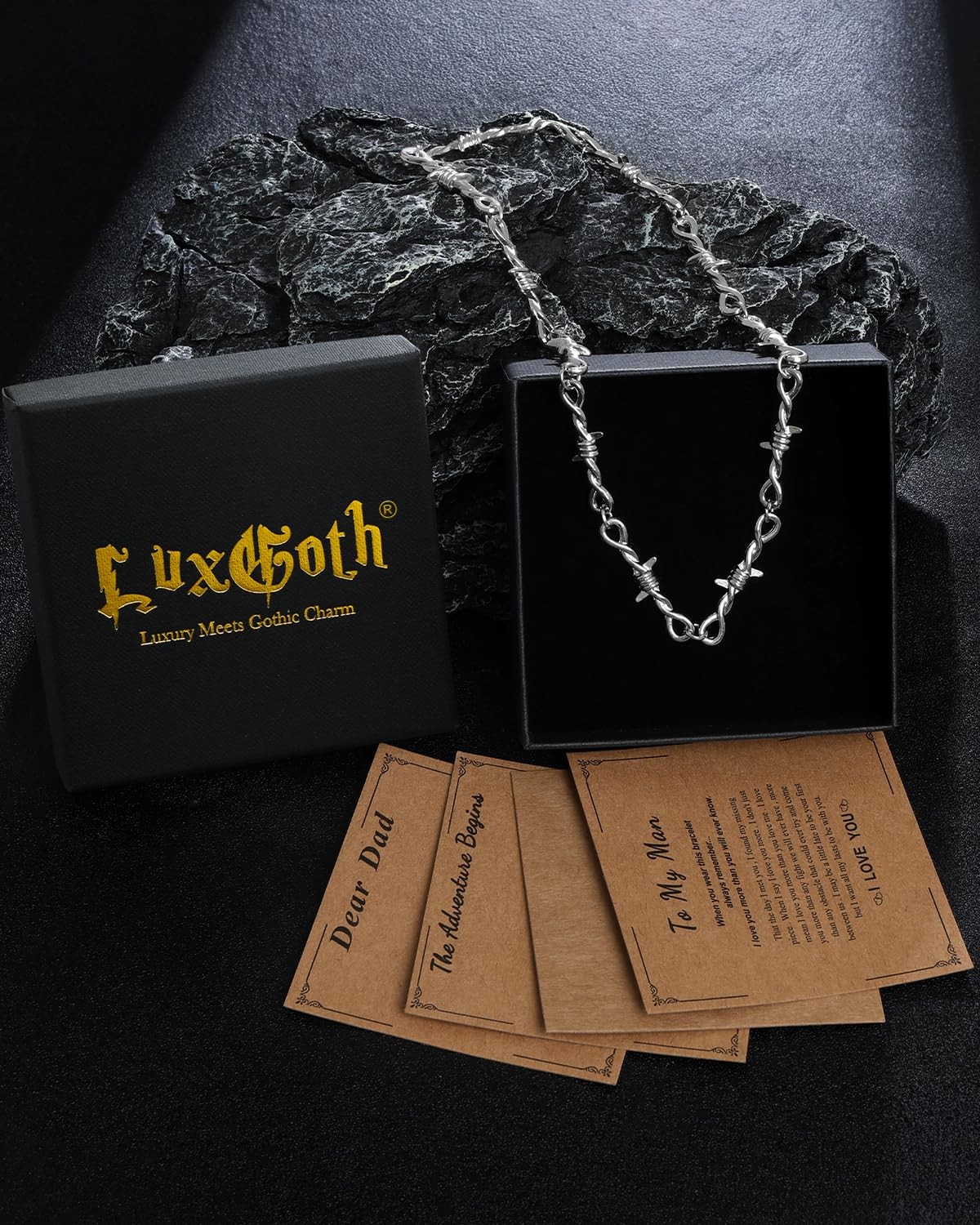 LuxGoth Alloy Steel Barbed Wire Thorns Stab Collar Necklace One Size, Silver