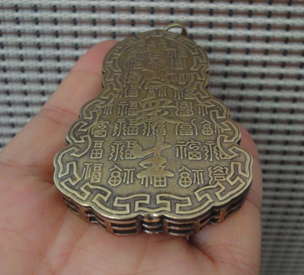 Vintage Style Pure Brass GuanYin Buddha Statue Pendant Bags Charms