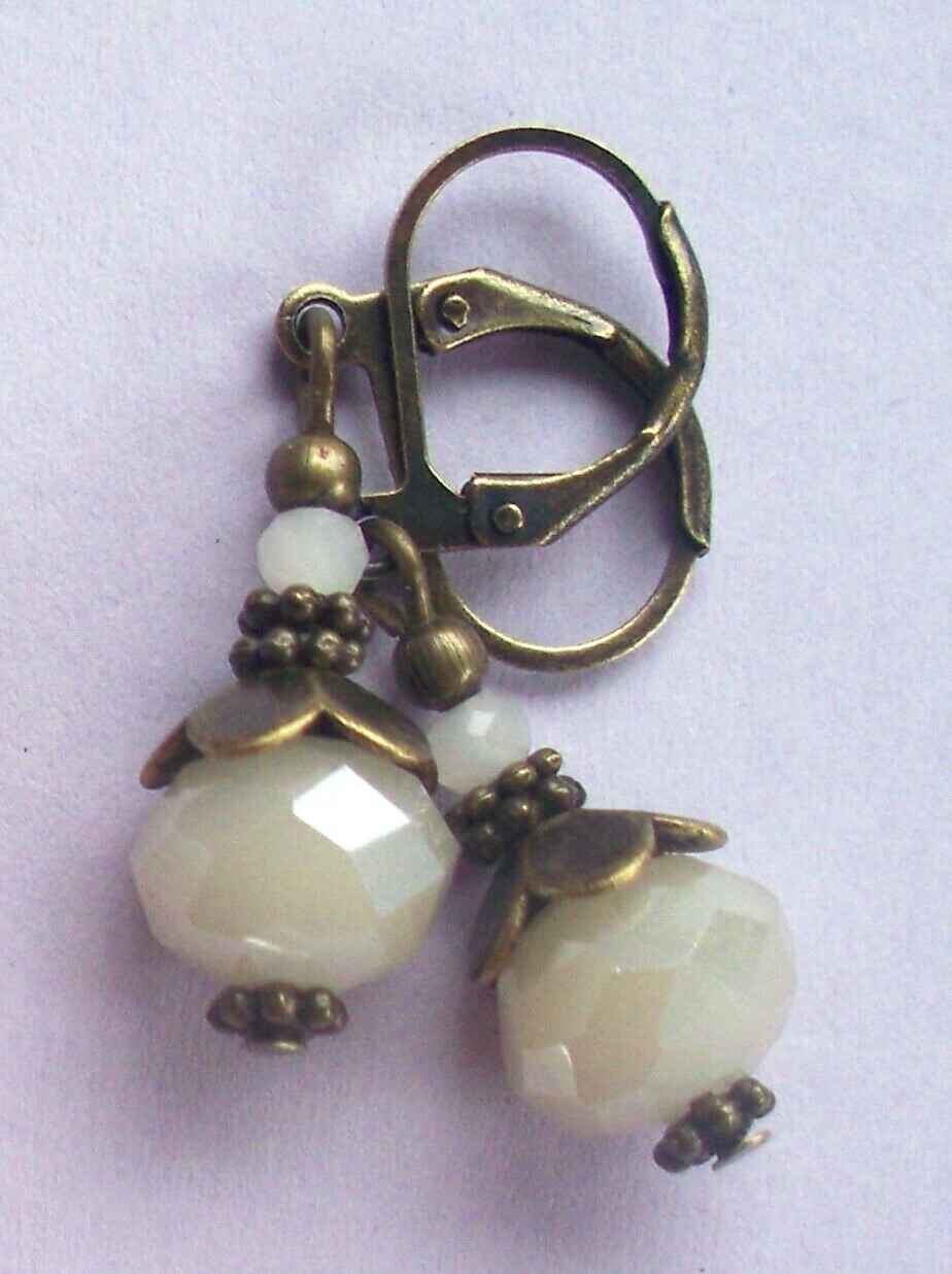 Frosted CHAMPAGNE CRYSTAL drops Leverback handcrafted YOU CHOOSE XX