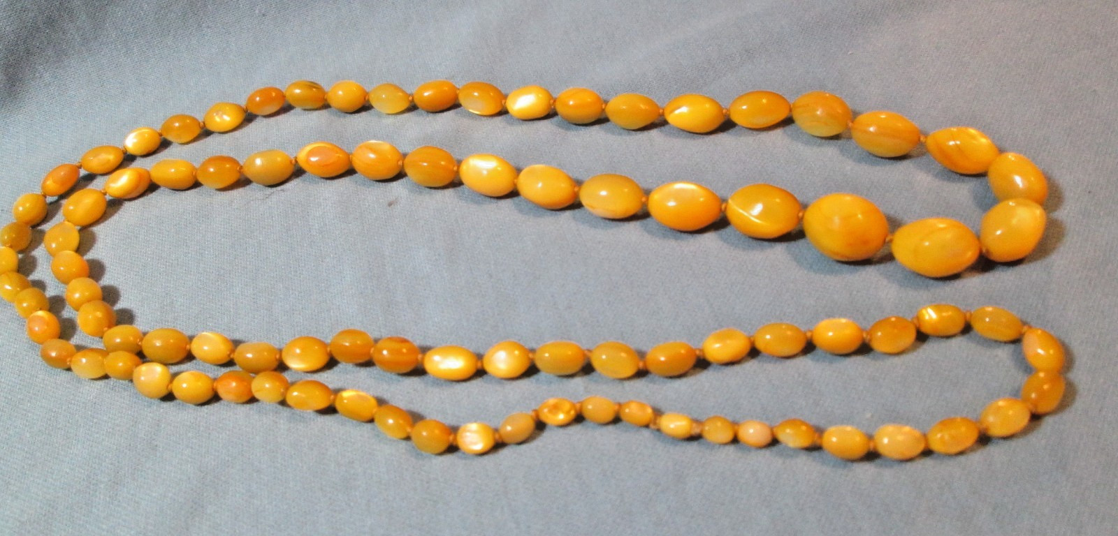 Stunning Egg Yolk BALTIC AMBER 40 in. Graduated BEAD NECKLACE