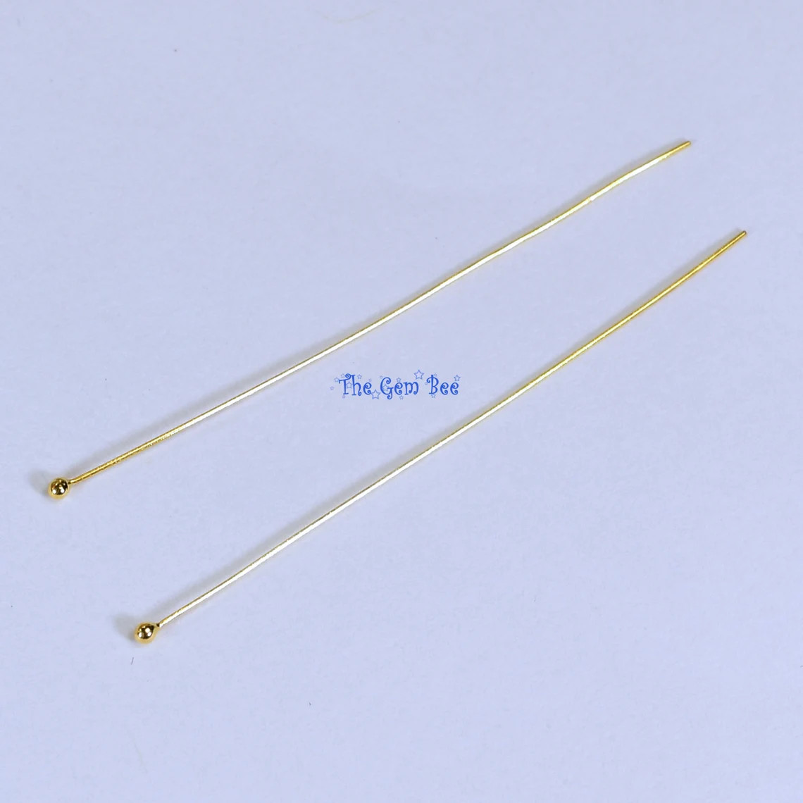 28 gauge 14k Solid Yellow Gold 1.5 INCH Ball Headpin (2) or (10)