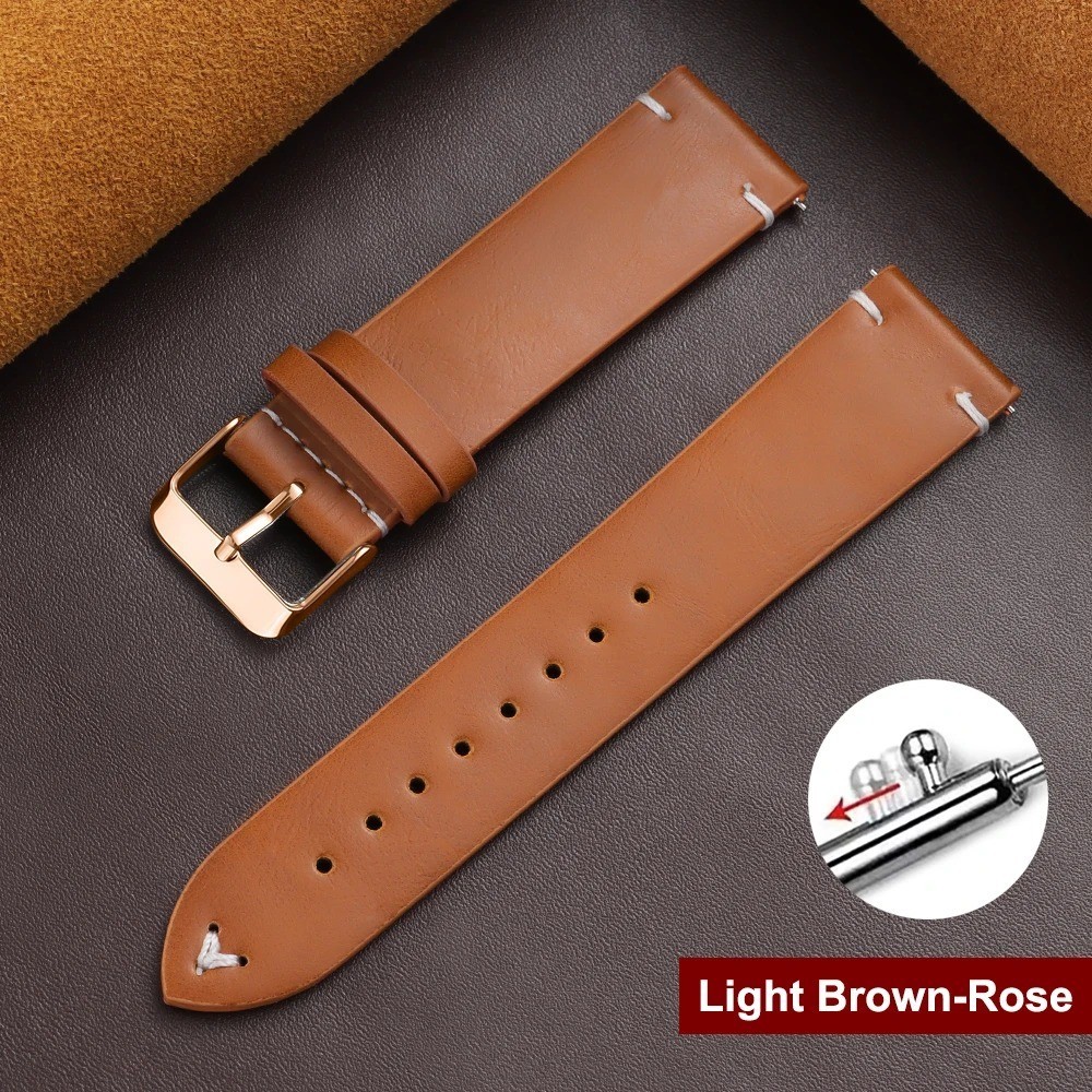 Retro Oil Wax Genuine Leather Watch Band 18 19 20 21 22 24mm Thin Cowhide Strap.