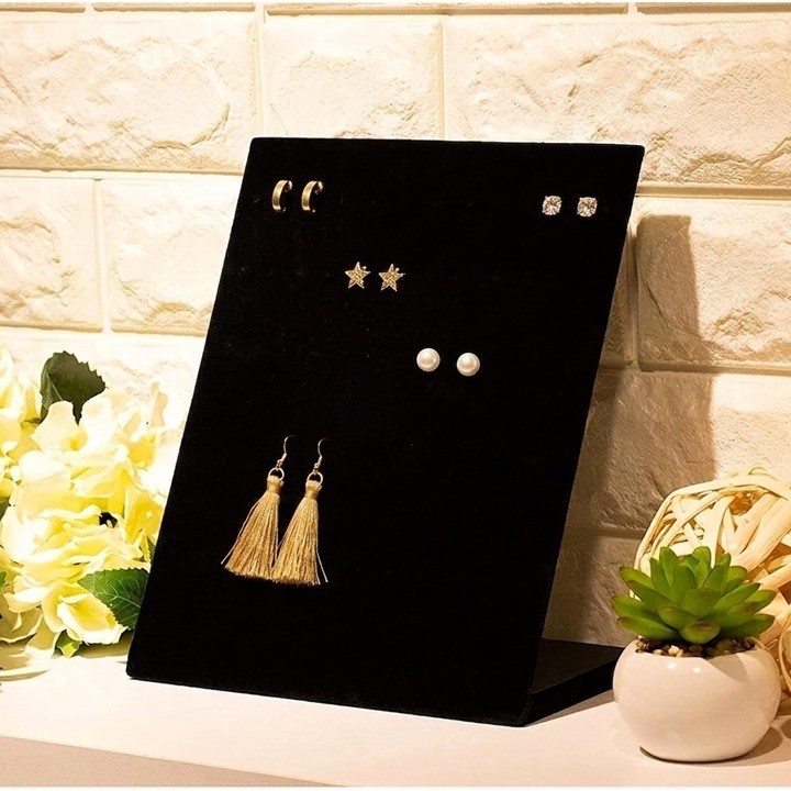 L-Shaped 30 Slot earring Display Stand Earring Jewelry Holder Black
