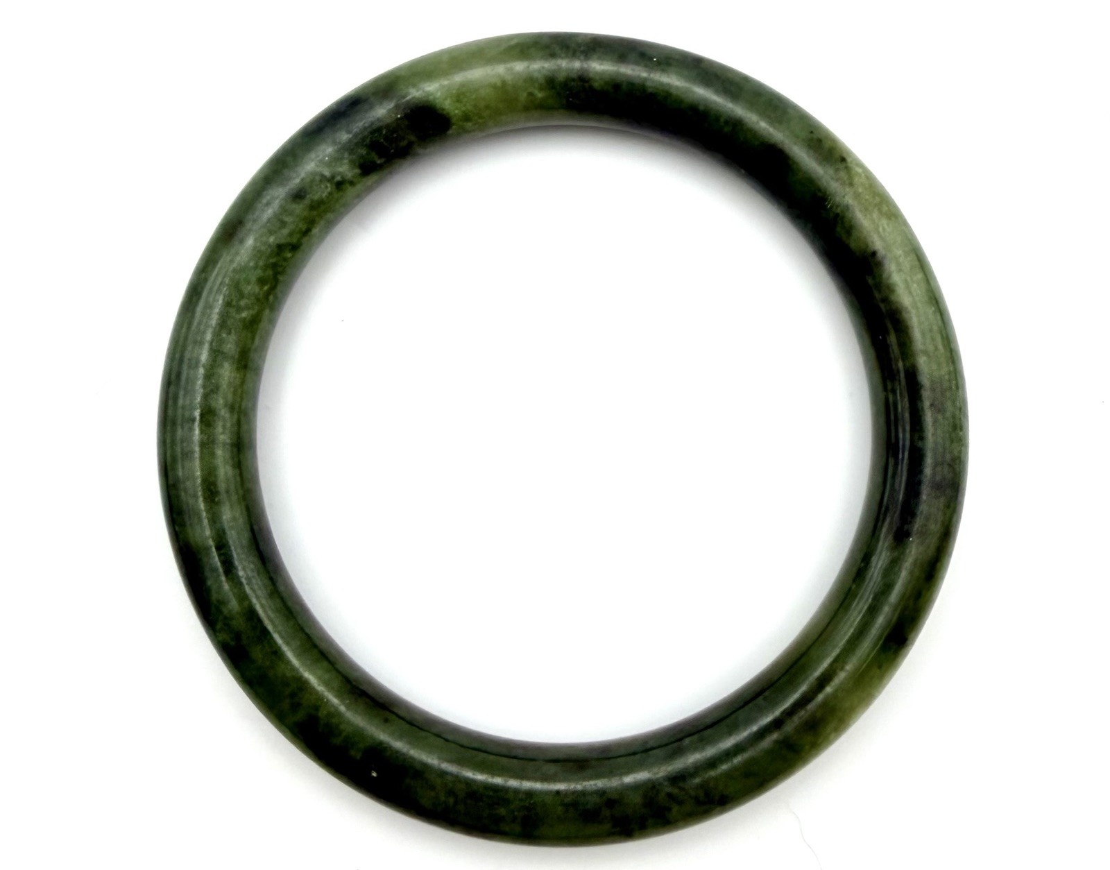 Vintage Natural Jade Bangle Bracelet Dark Green Presidium Tested 49g Size 7.25
