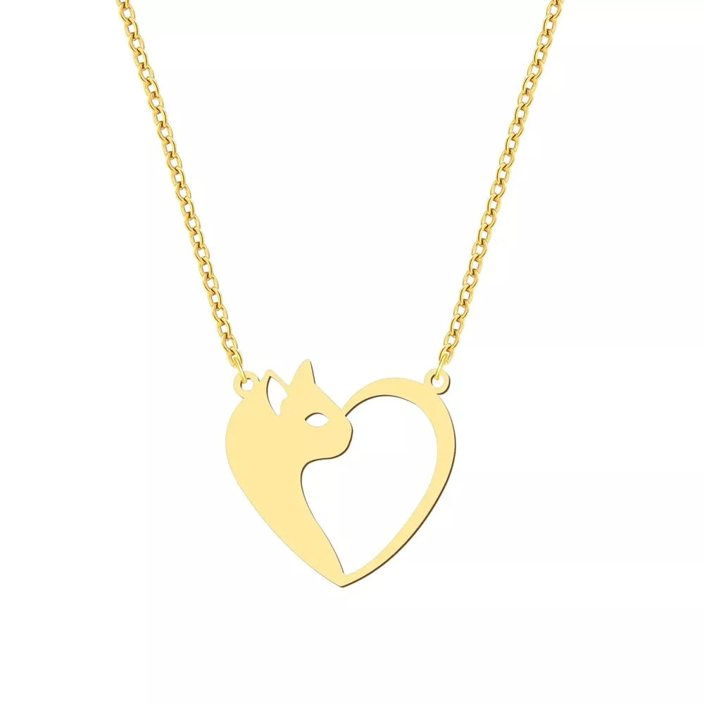 Women’s Fashion Stainless Steel Cat Pendant Necklace