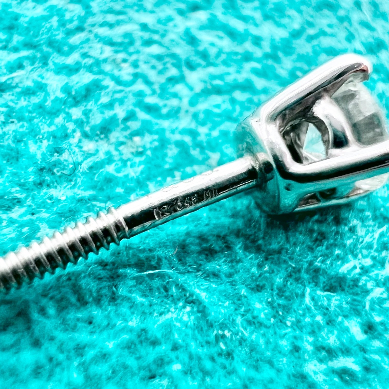 Authentic Tiffany & Co. PT950 Diamond solitare Stud Screw Earrings Near Mint