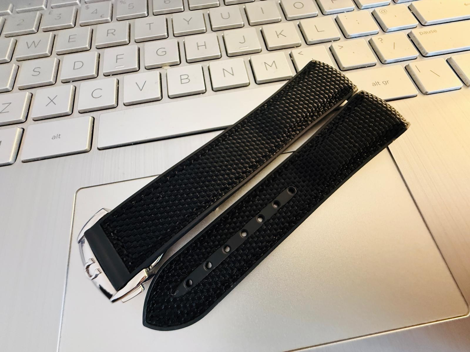 22mm omega seamaster rubber nylon Watch Strap Deployment black