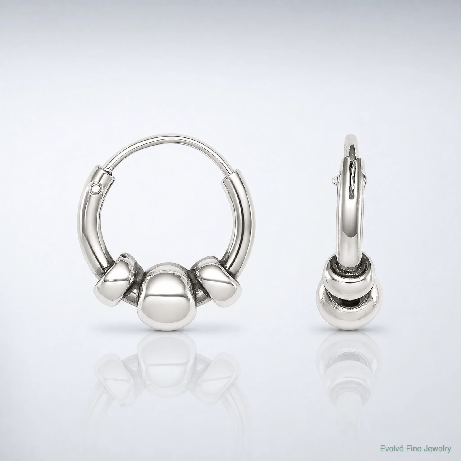 Sterling Silver Tiny Beaded Endless Hoop Earrings