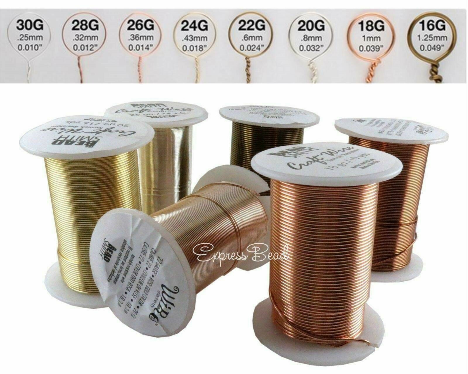 Bead Smith Tarnish Resistant Craft Copper Wire Gold/Silver/Copper 16-28 gauge