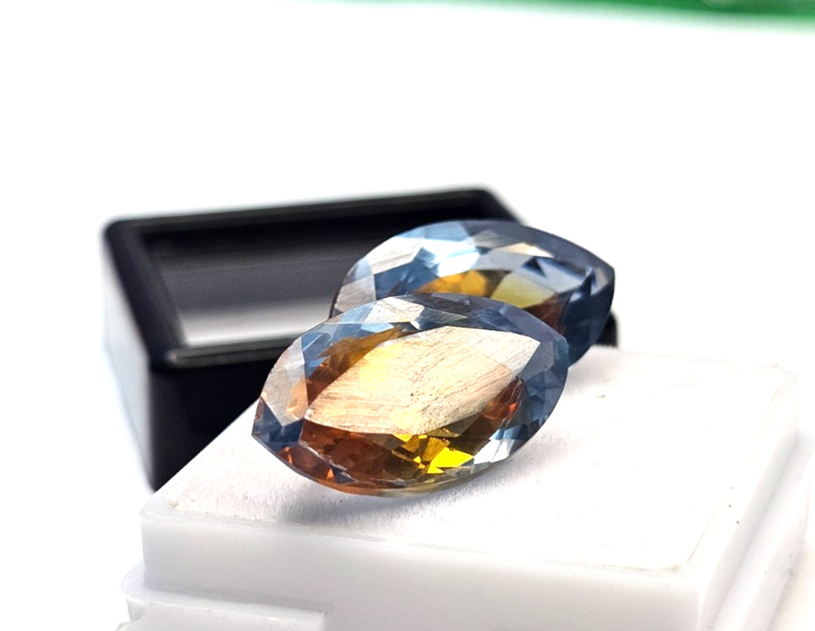 Pitambari Sapphire Natural Marquise Cut 18-19 Ct Certified Pair Gemstone FR-019