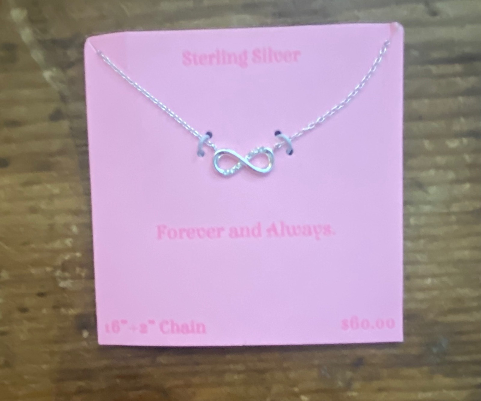 new old stock 18″ forever and always sterling silver necklace