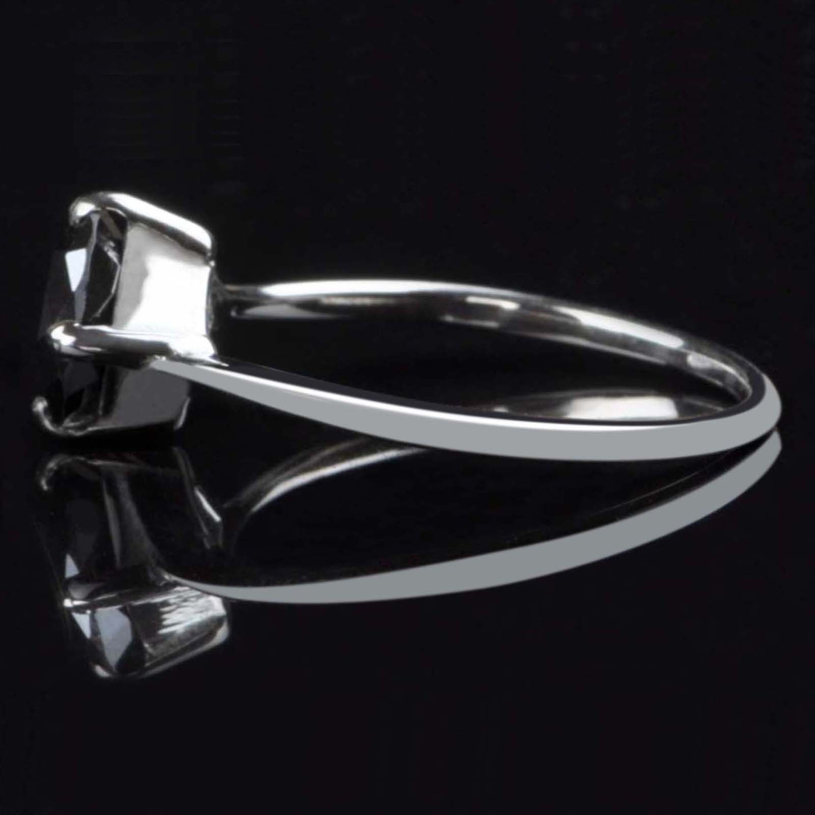 1.50Ct Natural Jet Black Certified Diamond Ring In 925 Silver – Tariffs Free