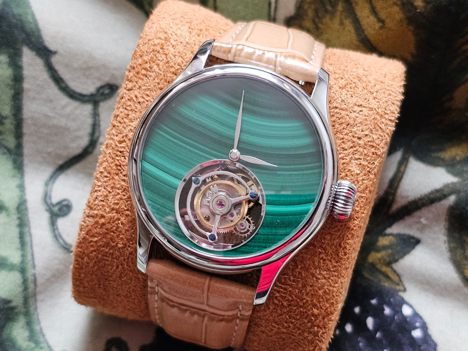 Merkur Malachite Dial Tourbillon Manual Wind Watch