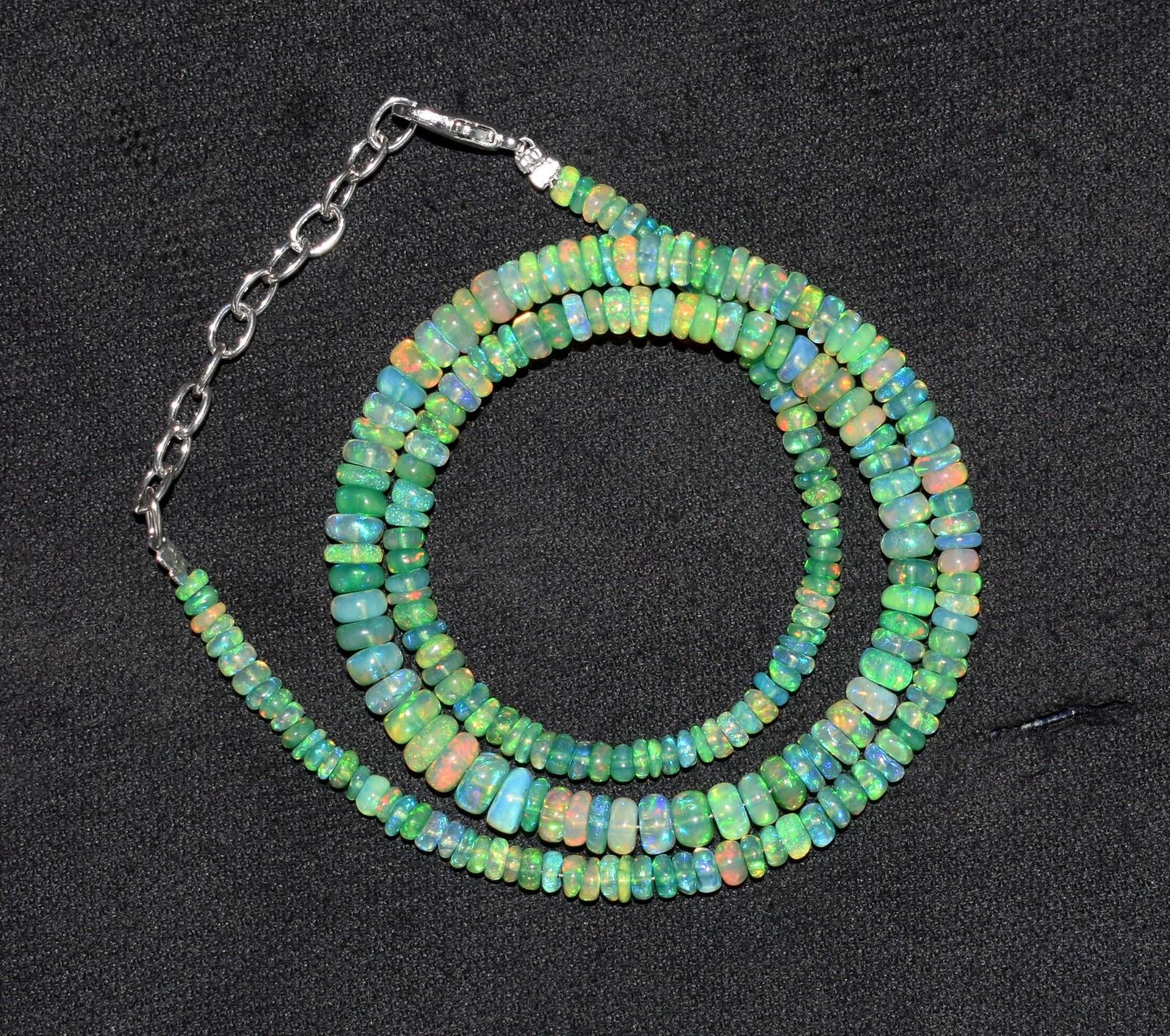 16”Natural Ethiopian Opal Wello Fire Opal Gemstone Bead Necklace