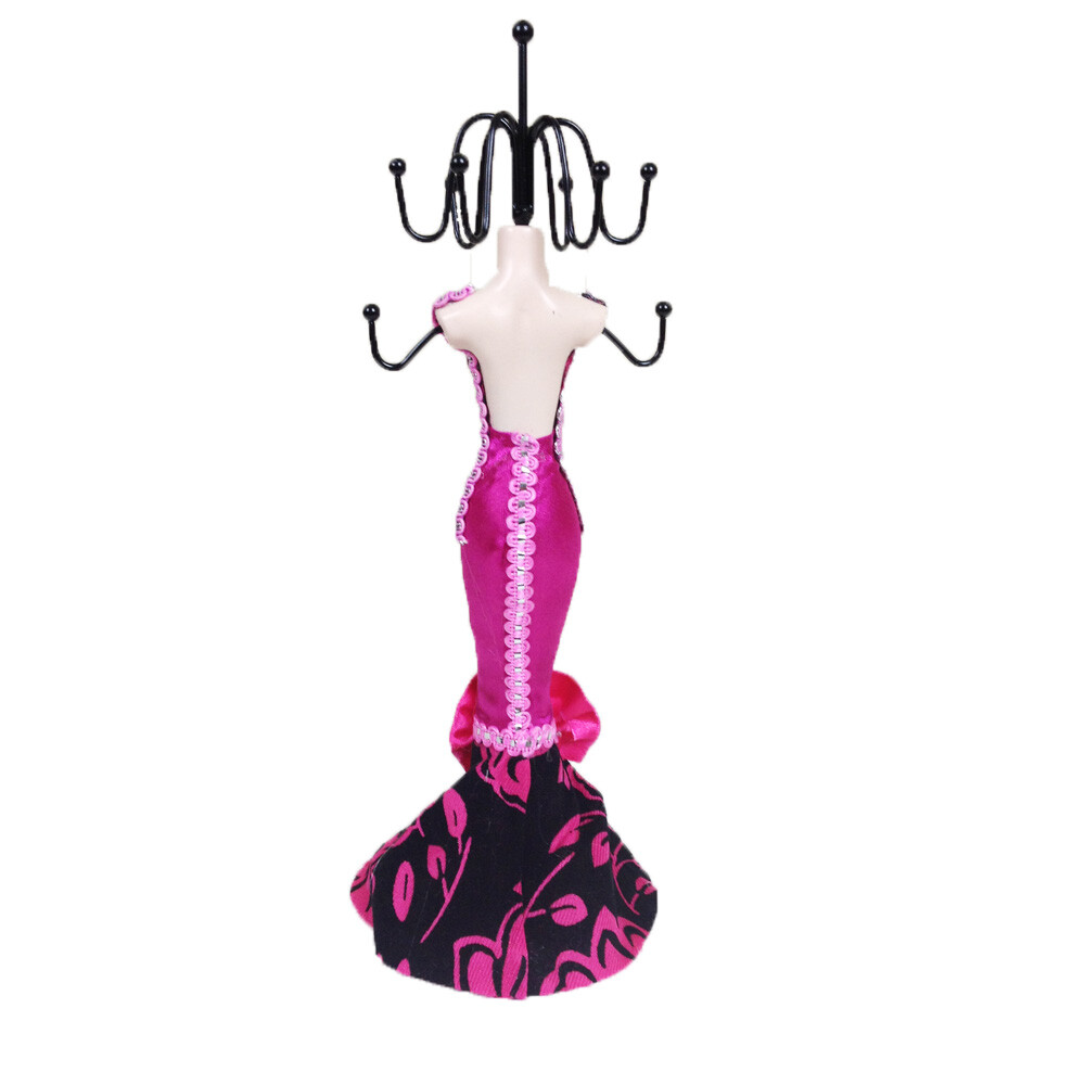 H-pink Mannequin Dress Jewelry Earring Necklace Stand Display Holder M162-A1