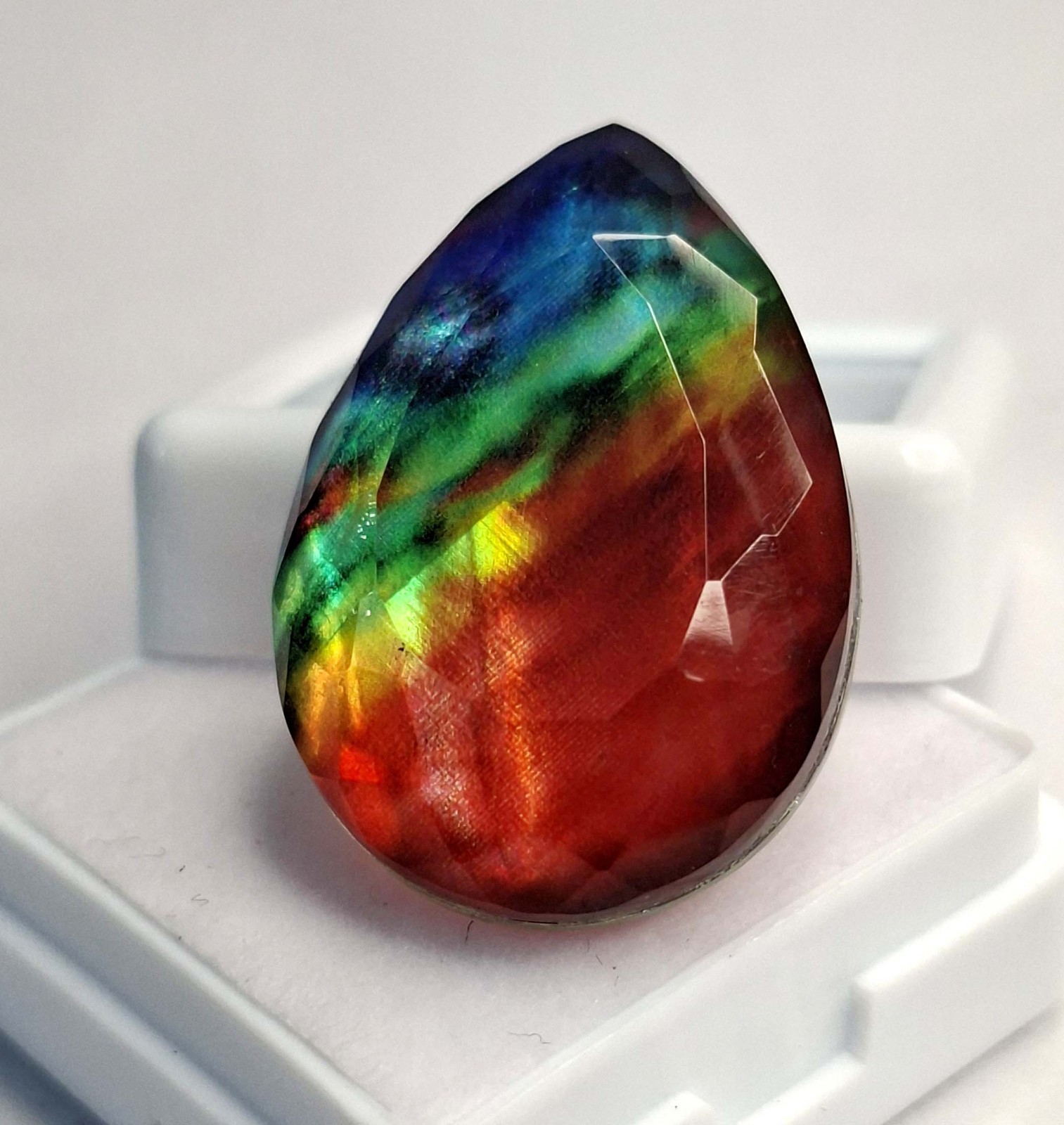 Ammolite Certified Organic Pear Cut 35-37 Carat Natural Loose Gemstone RK854