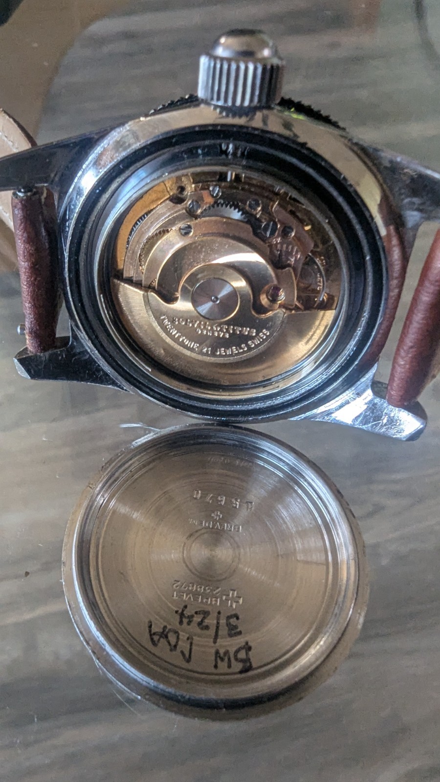 Vintage Titus Calypsomatic 7085 RARE Brown Dial Big Crown Model Caliber ETA 2472