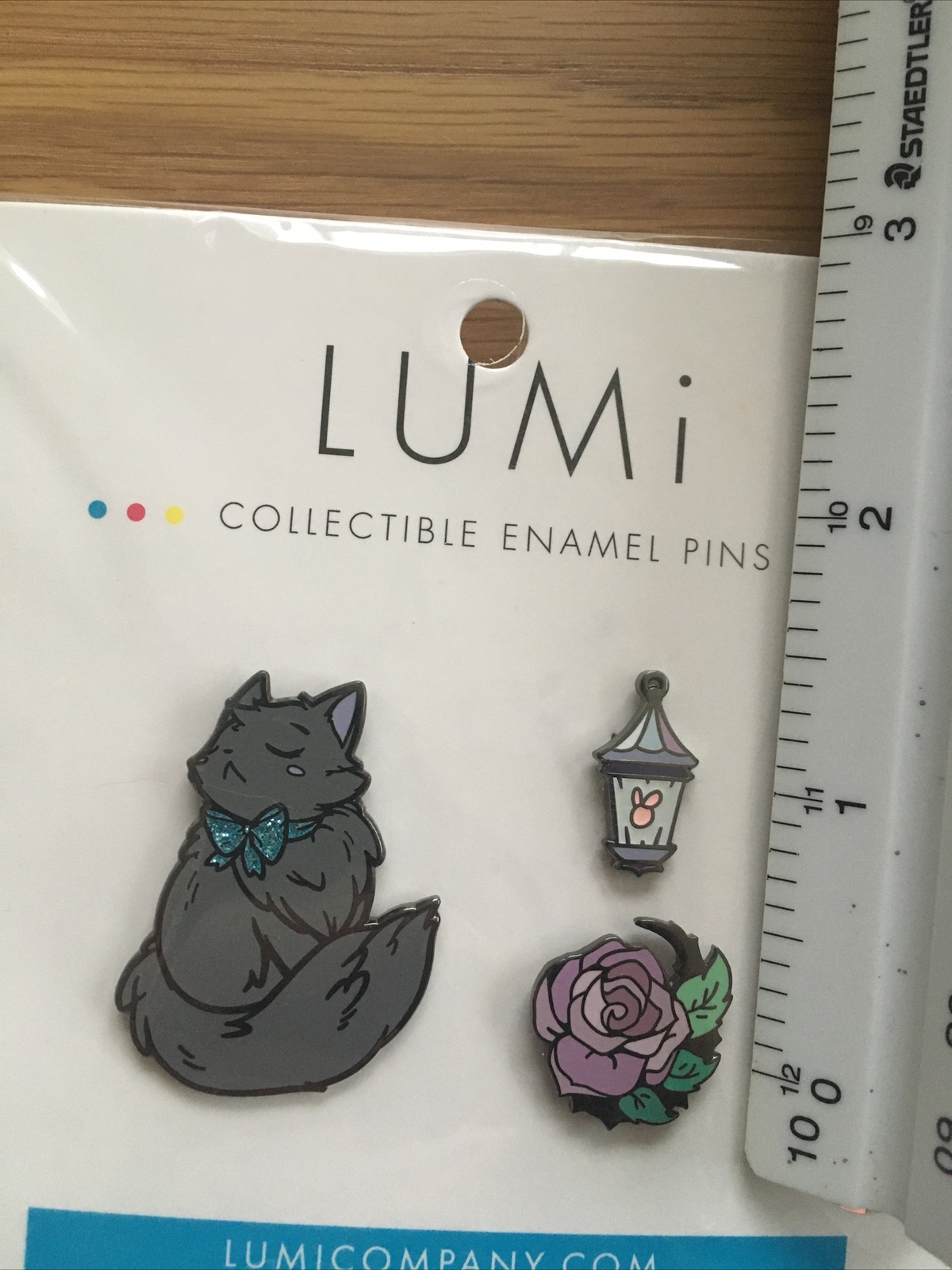 Jinx Black Fluffy Cat Enamel Pin 3 Pack Rose Firefly Glitter GitD Cute LUMi