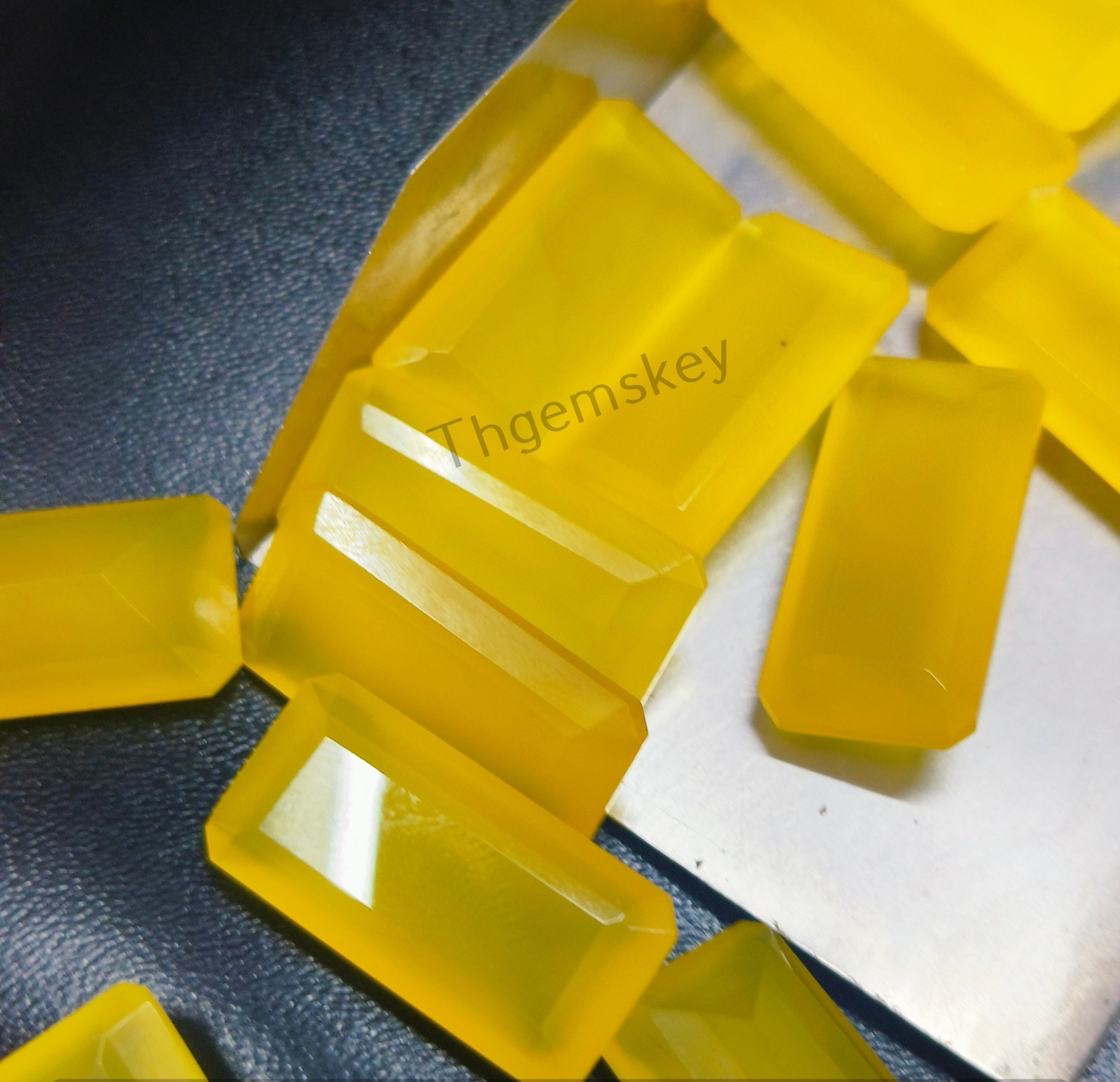 Natural Yellow Chalcedony Faceted Cut Long Octagon Gemstone 6x12mm-15x30mm