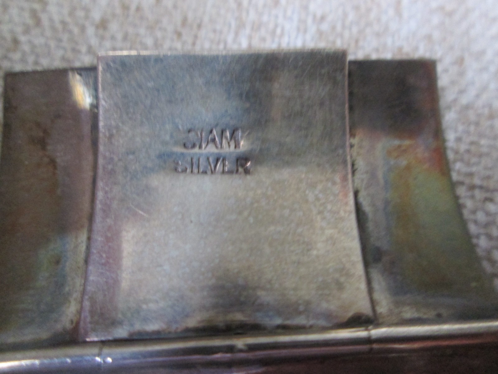 Vintage Siam Sterling Silver Niello Panel Bracelet Boxed Bangkok Thailand 925