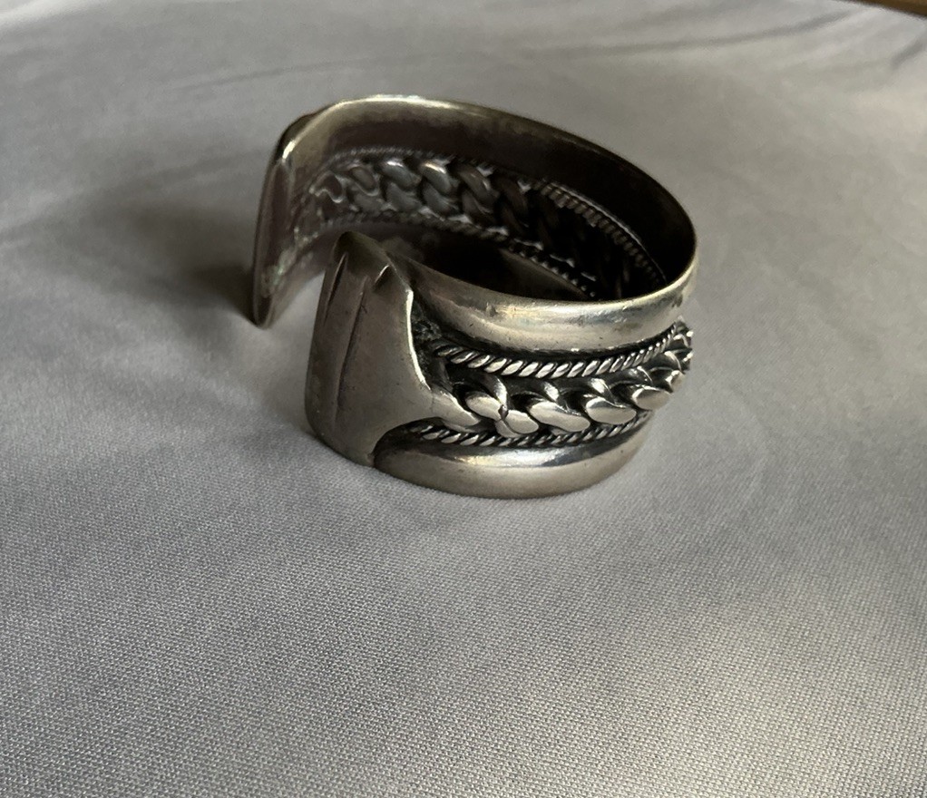 Massive 114g Vintage Egyptian .900 Silver Statement Cuff – Unique Hallmarks