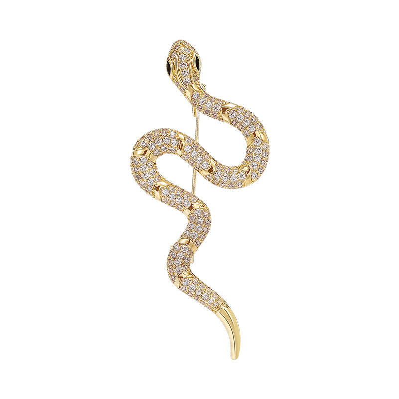 1pc Elegant Vintage Snake Brooch Pin, Zinc Alloy with Rhinestone Pin Jewelry
