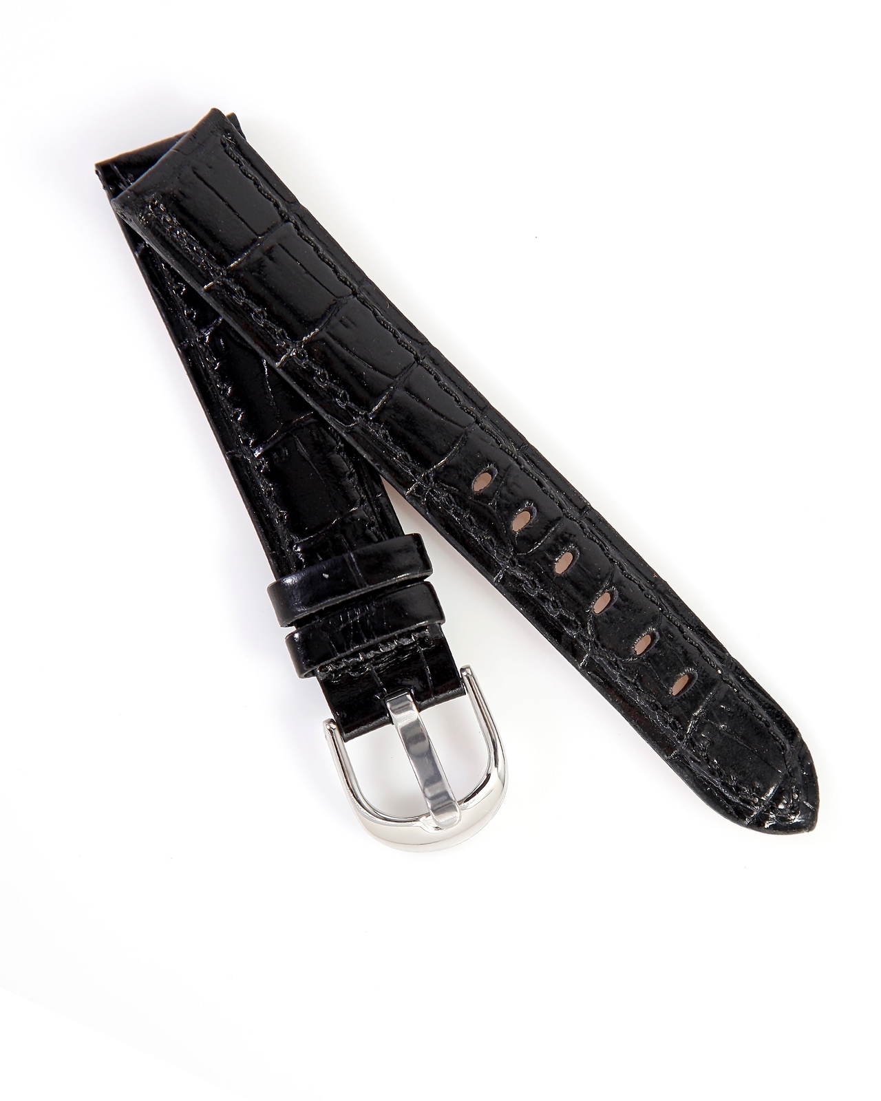 Ecclissi 18mm x 16mm Black Alligator Grain Leather Strap original Buckle 75490