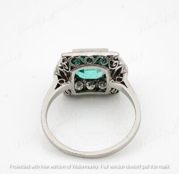 2.30Ct Lab-Created Green Emerald Halo Wedding Ring 14K White Gold Over