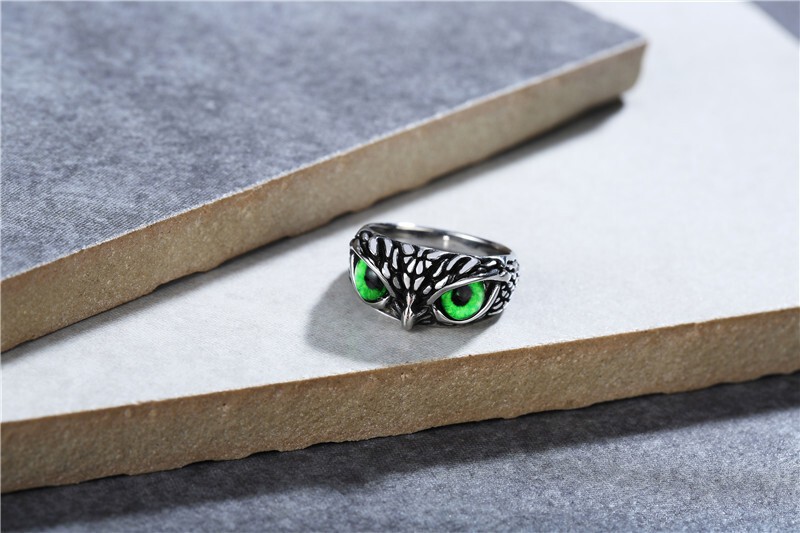 Eye Owl Finger Ring Men Women Retro Animal Stainless Steel Teen Boy Girl Jewelry
