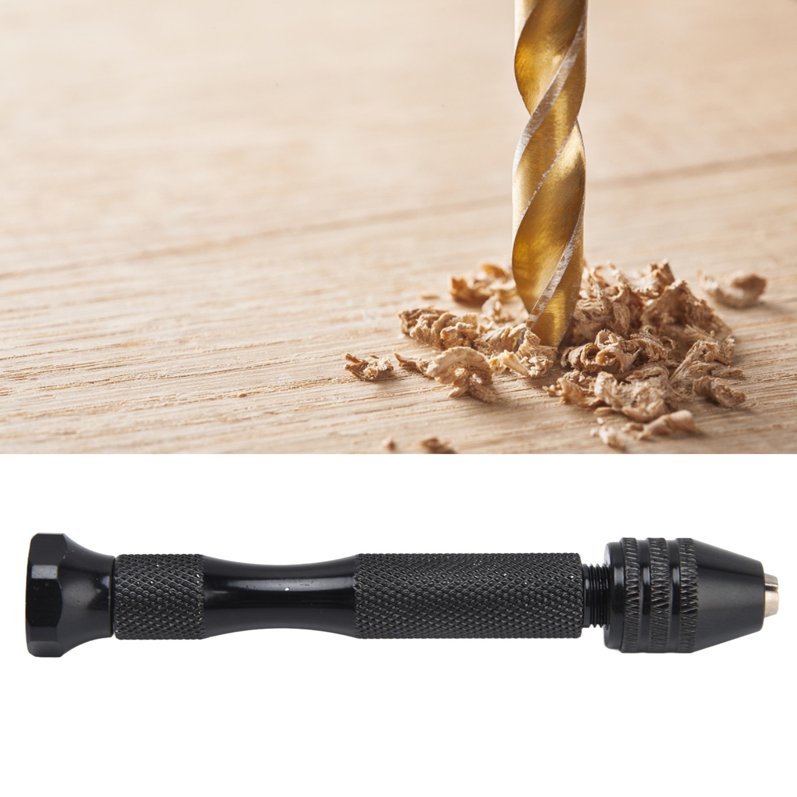 Pin Vise Hand Drill Mini Twist Drill 0.3-3.4mm Clamping (Black)