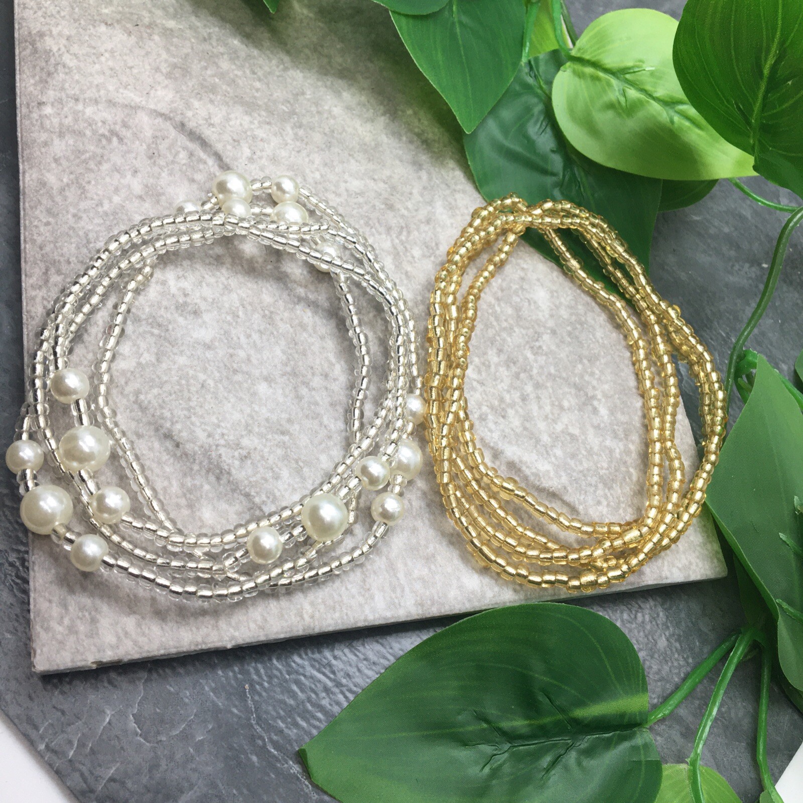2 PC Handcrafted Waist Beads Jewelry African Bohemia Bracelets Anklet New 7244