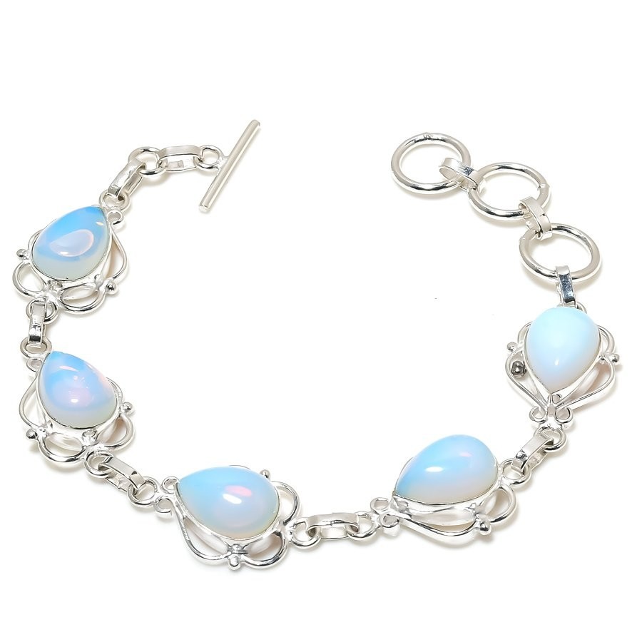 Opalite Gemstone Handmade 925 Sterling Silver Jewelry Bracelet Size 7-8″