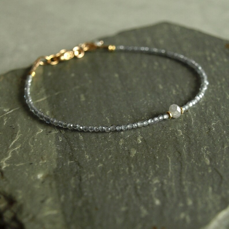 2-3MM Blue Labradorite Faceted Round Gemstone Tiny Beads Handmade Bracelet 6-8”