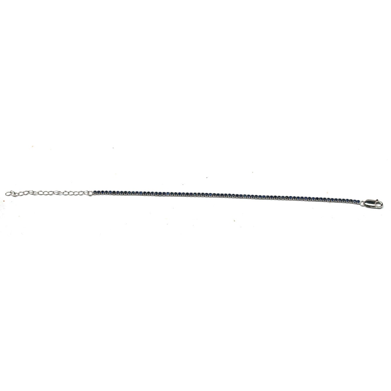 Blue Sapphire Bracelet 9.0 In. 925 Sterling Silver White Gold Plated Handmade