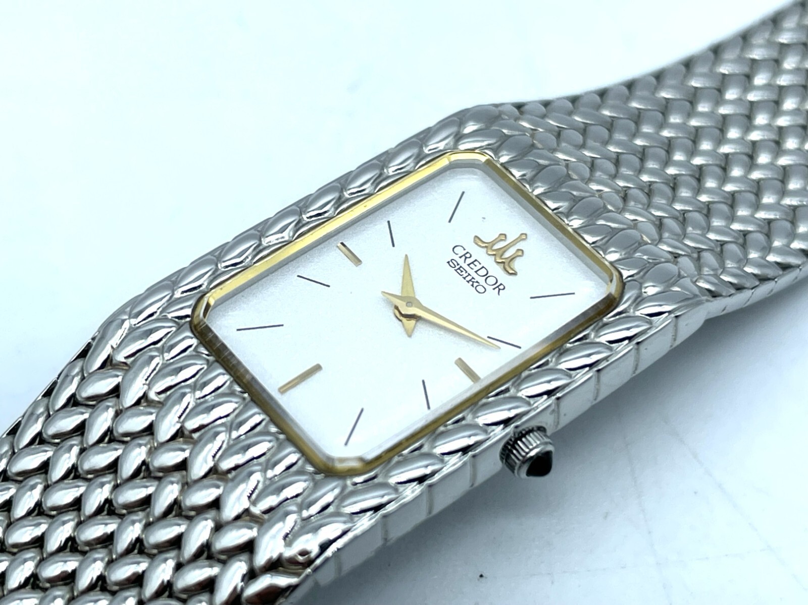 Near MINT Vintage SEIKO Credor Integral Quartz Ladies Watch White Dial 2F70-5341