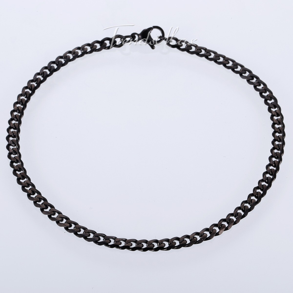 3/5/7mm Black Stainless Steel Cuban Curb BRACELET Men Women Chain 7-10inch