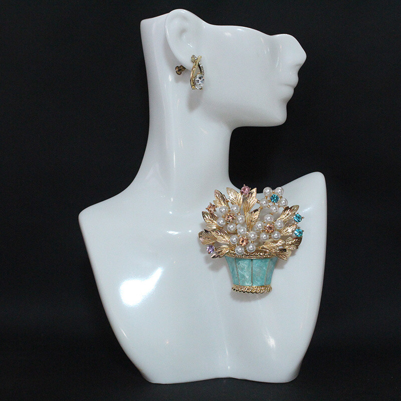 New Glazed Pearl Flower Brooch Fashion Potted Plant Brooch Vintage Accessories