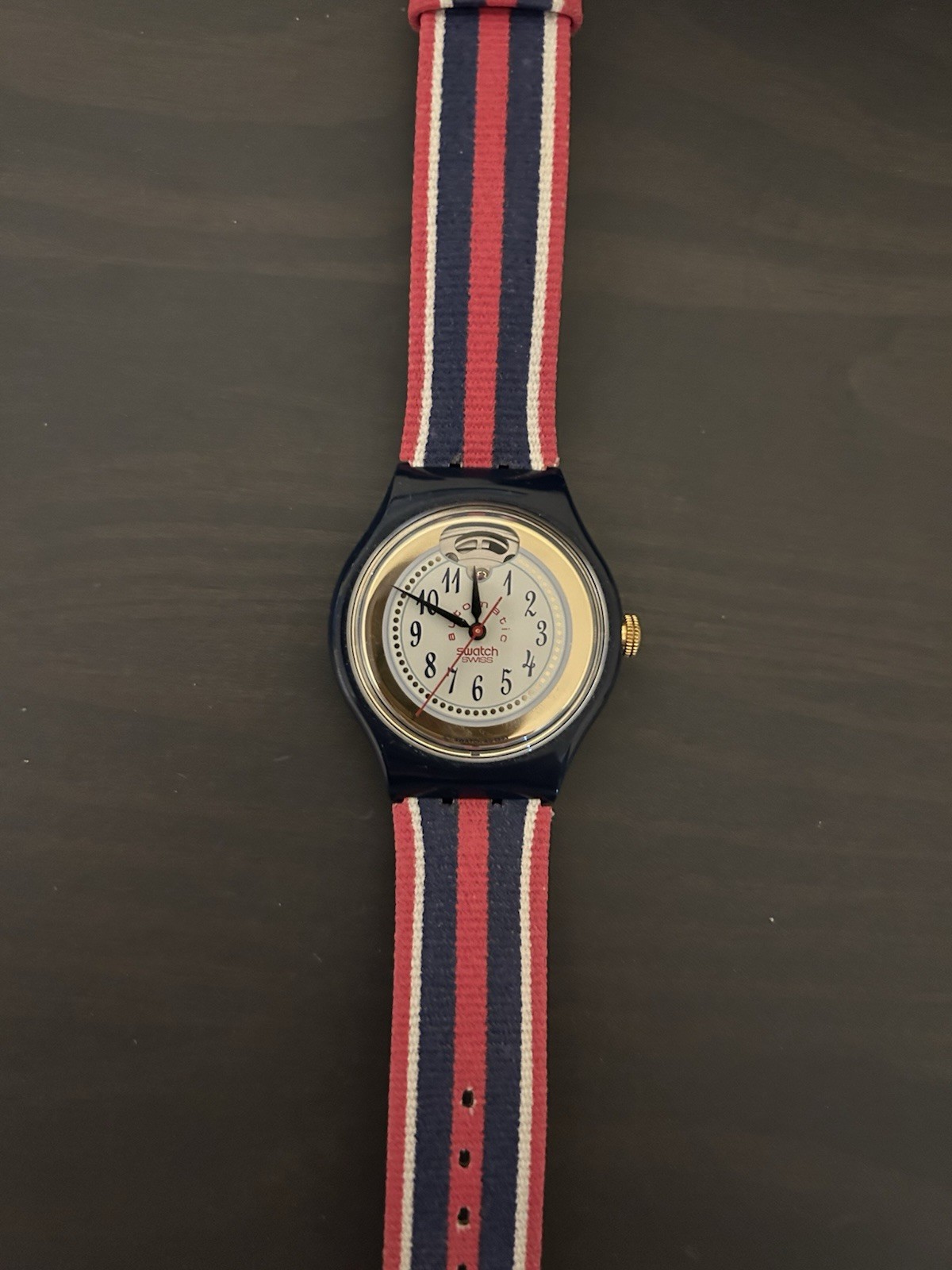 1994 Swatch Automatic watch swiss 23 Jewel JEWEL Time & Stripes SAN105 New