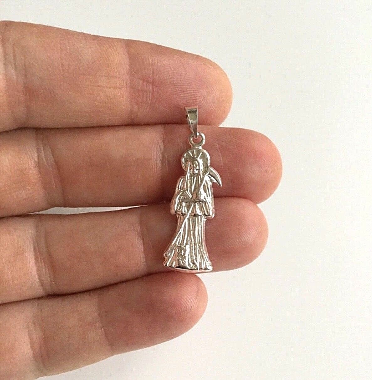 925 PLATA DIJE DE LA SANTA MUERTE /925 SILVER GRIM REAPER PENDANT – 32x10mm