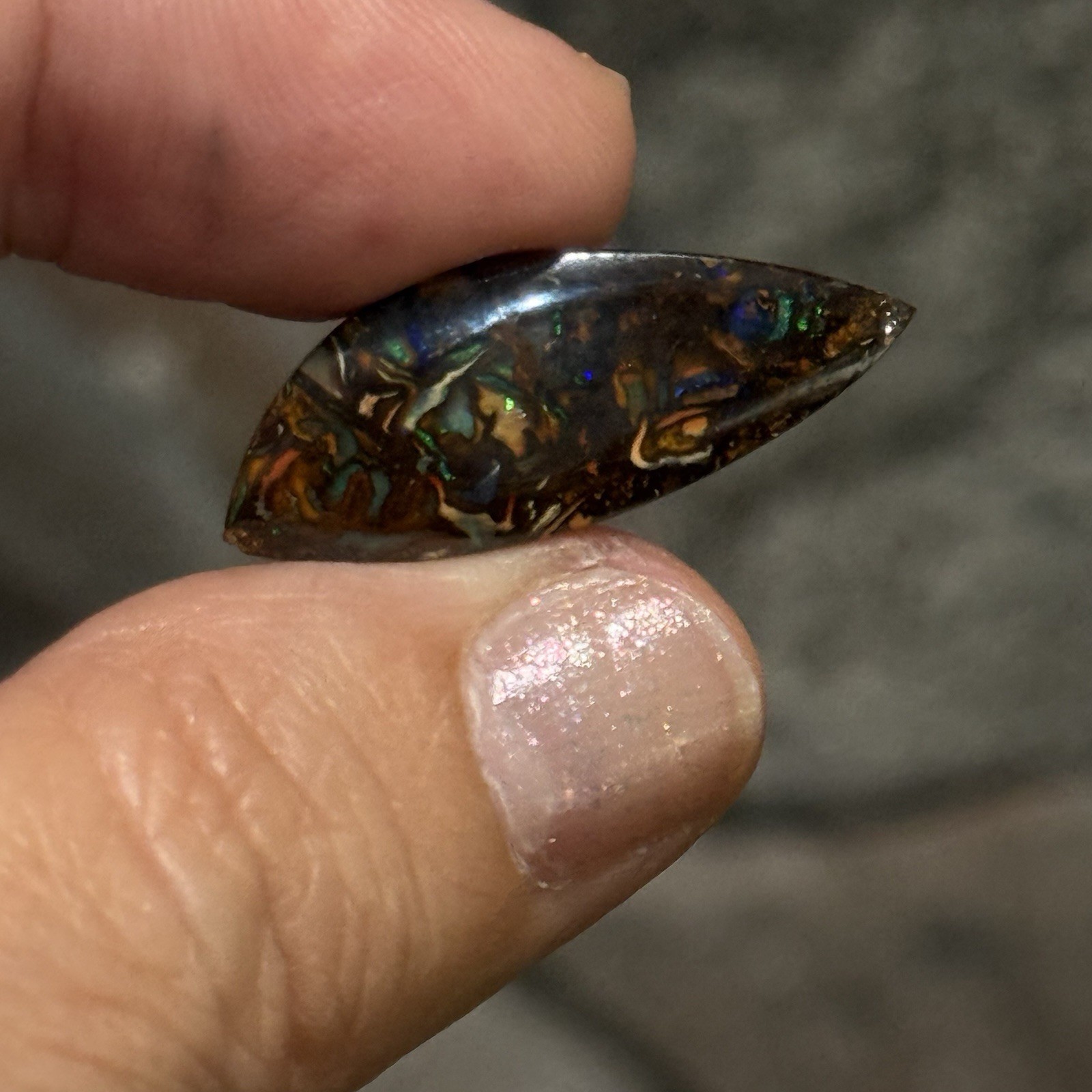 11ct 29×11.4×3.85mm Colorful Australian Koroit Boulder Opal Cabochon Gem