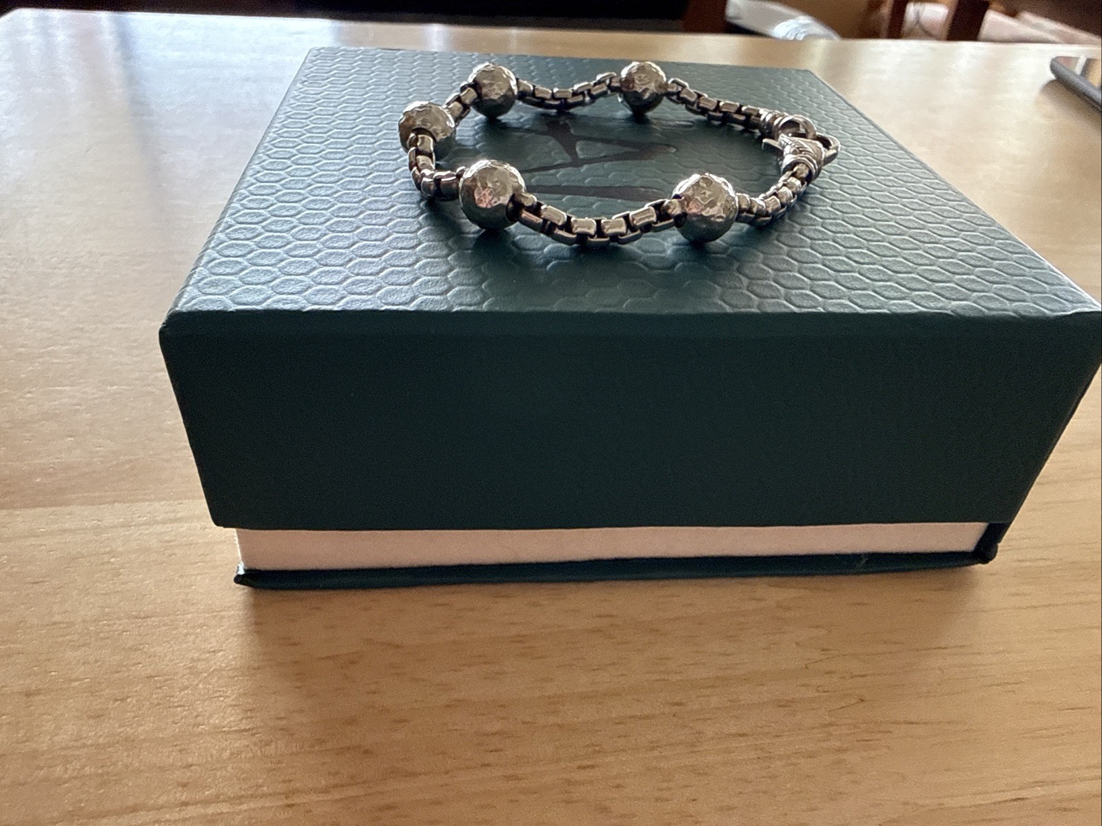 Jai John Hardy Hammered Bead Box Chain Bracelet size small