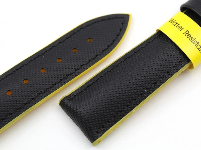Morellato Black/Yellow Silicone Strap 20mm Water Resistant Spare Parts
