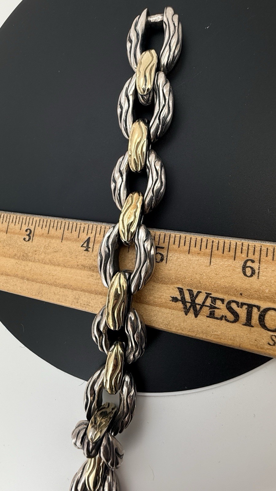 GABRIEL Sterling Silver & 14K Yellow Gold flexible Bracelet 8” Long