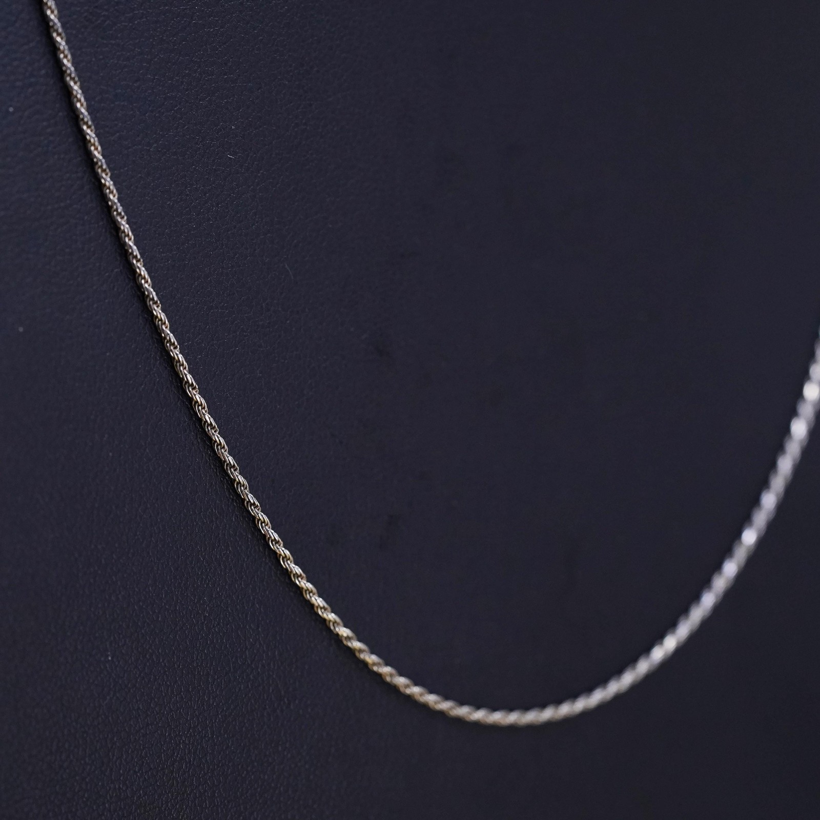 20″ 1.6mm, vintage Sterling silver necklace, 925 Singapore rope chain