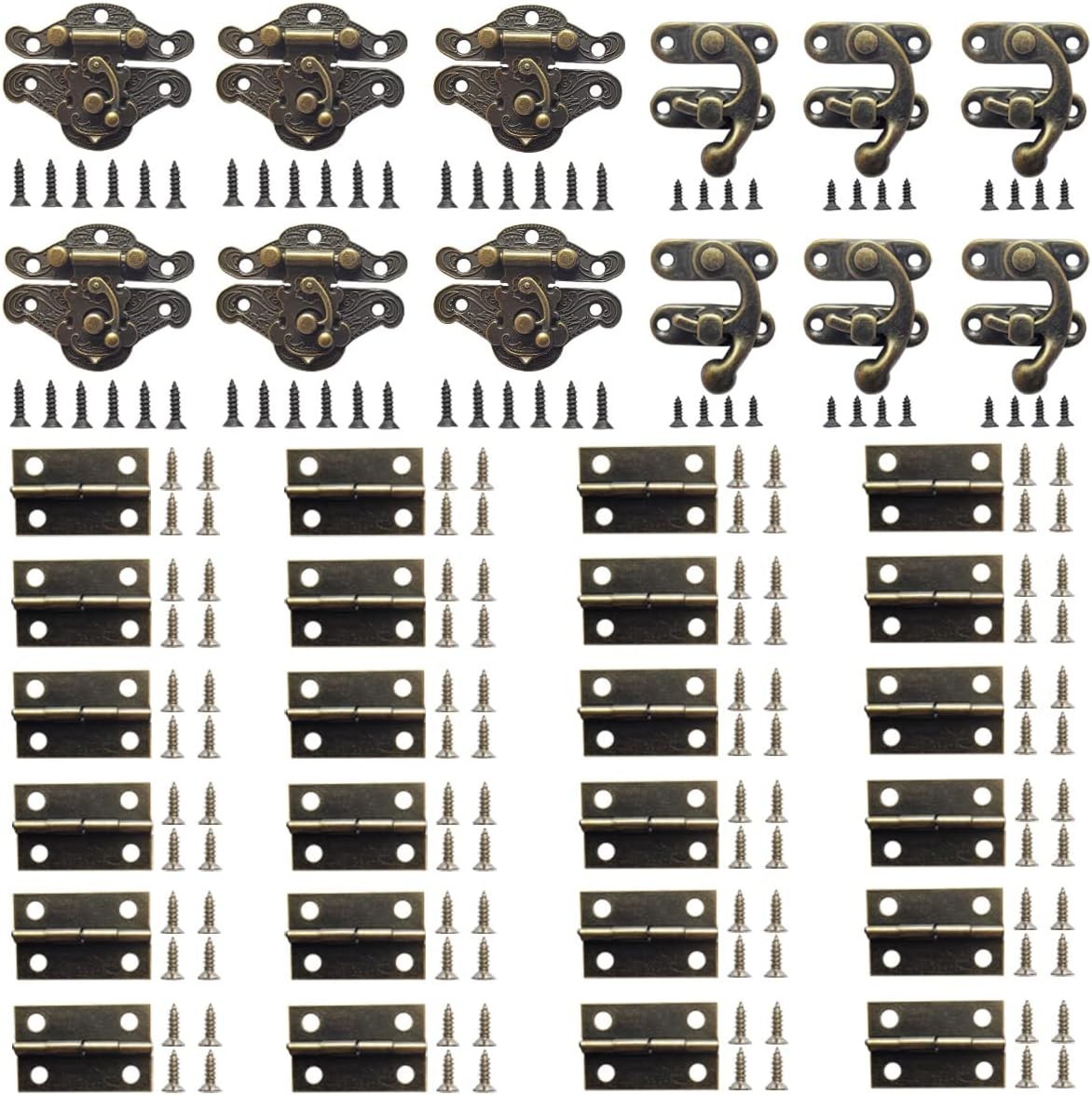 36 Sets Retro Jewelry Box Hinges, Latches and Hooks for Wooden Boxes – Antiqu…