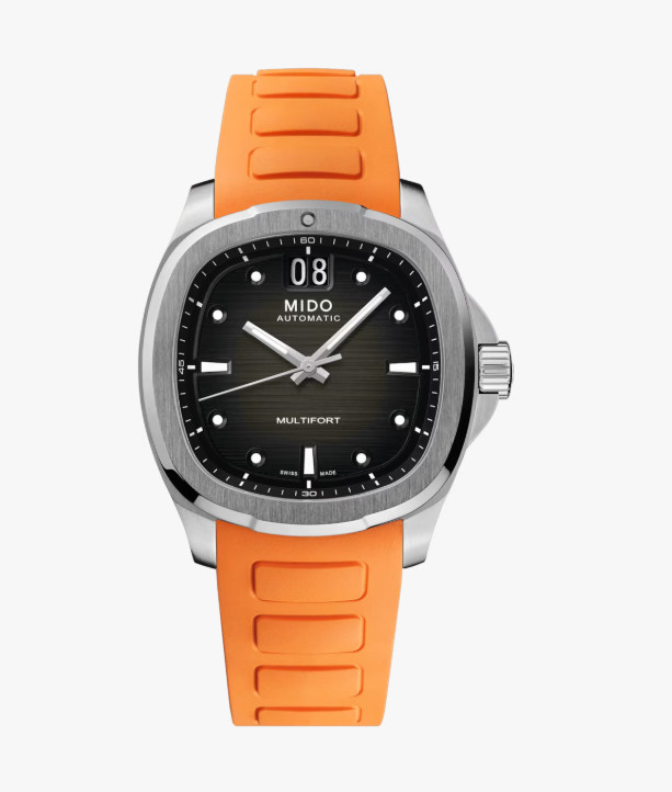Mido Multifort TV Big Date Grey Dial Orange Strap Men Watch M0495261708100