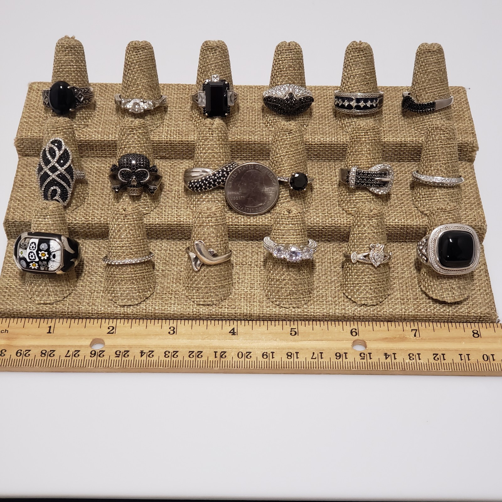 Lot of 18 Sterling Silver Multi Gemstone & Statement Rings Bands Various 10 9 8