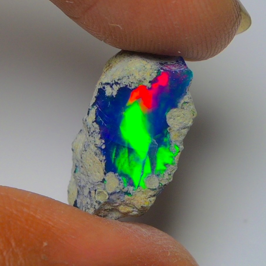 Blue Ethiopian Opal Rough 6.45 cts Smoked Black Opal Raw, Fire Opal